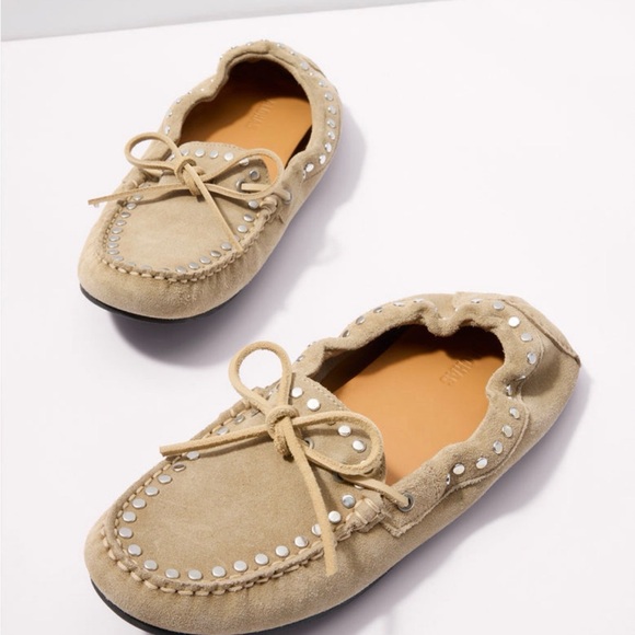 ALOHAS Shoes - ALOHAS Tan Suede Studded Moccasins